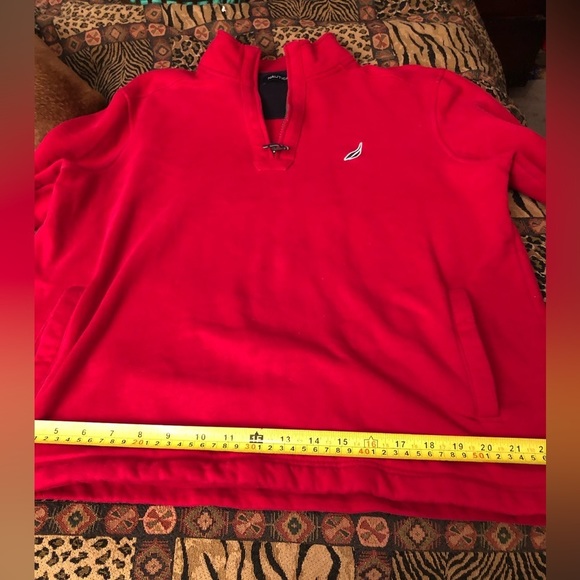 Nautica size  X-Large red  mid - heavy weight 1/4 zip front sweatshirt - Picture 9 of 16